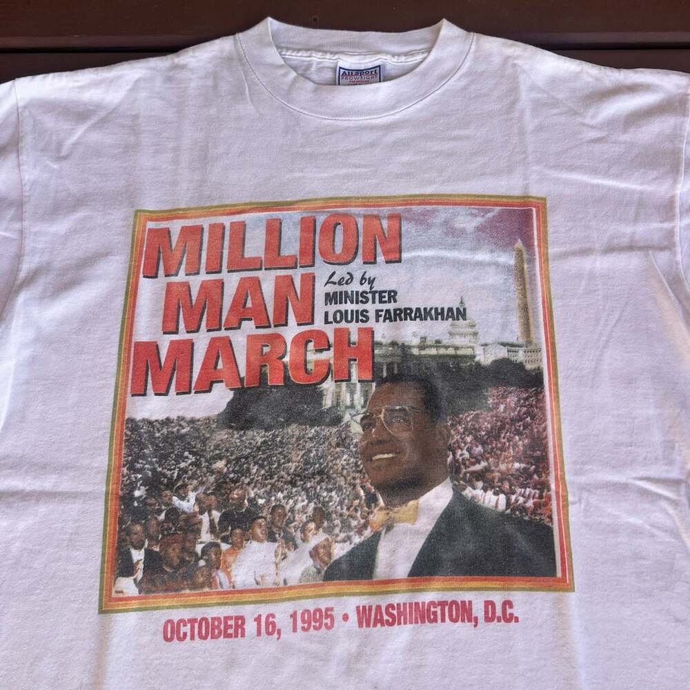 Vintage 1995 Million Man March Louis Farrakhan single Stitch Historic T-Shirt XL